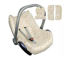 Maxi Cosi hoes Pebble Cabriofix Citi - Autostoelhoes Groep 0 - Zacht Katoen - Met Waterdichte Voering ter Bescherming van je Autostoel - Perfecte Pasvorm - Combineer met de Bijpassende Ukje Zonnekap Voetenzak en Gordelbeschermer - Safari