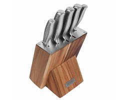 Lopoleis 6-delig Messenset – Houten Blok – Duitse Staal – Luxe Keukenmessen – Zeer Scherp – Messenblok – Koksmessen – Keukenmessen Set – Messenset Met Blok Acaciahout