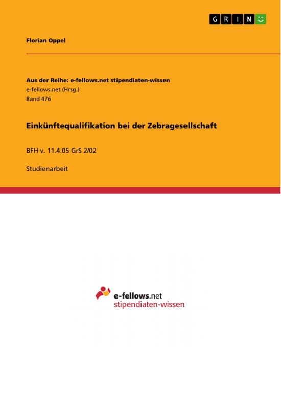 Einkünftequalifikation bei der Zebragesellschaft - cover