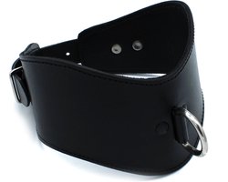 Kiotos - Gecontourde Zwarte Lederen Posture Collar met D-Ring