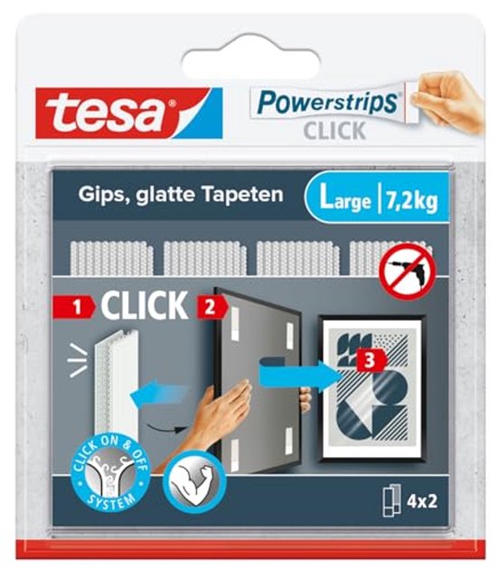 Zelfklevende Strips voor Fotolijsten en Wanddecoratie - Kliksysteem - Groot - 4 x 2 Stuks