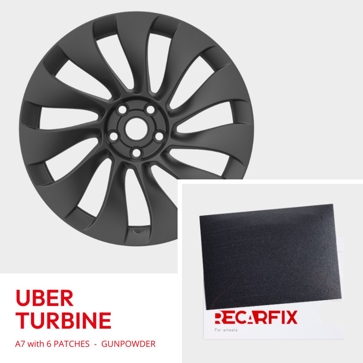 Tesla Model Y - Velgschade patch Überturbine Wheel Gunpowder