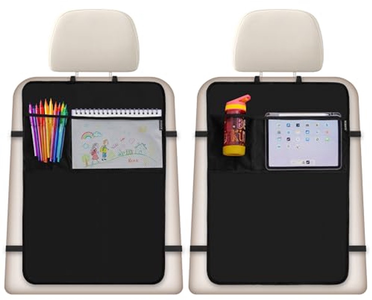 Image of 2x Kids Backrest Protector Organizer Mat 50x70cm Waterproof Car Bag