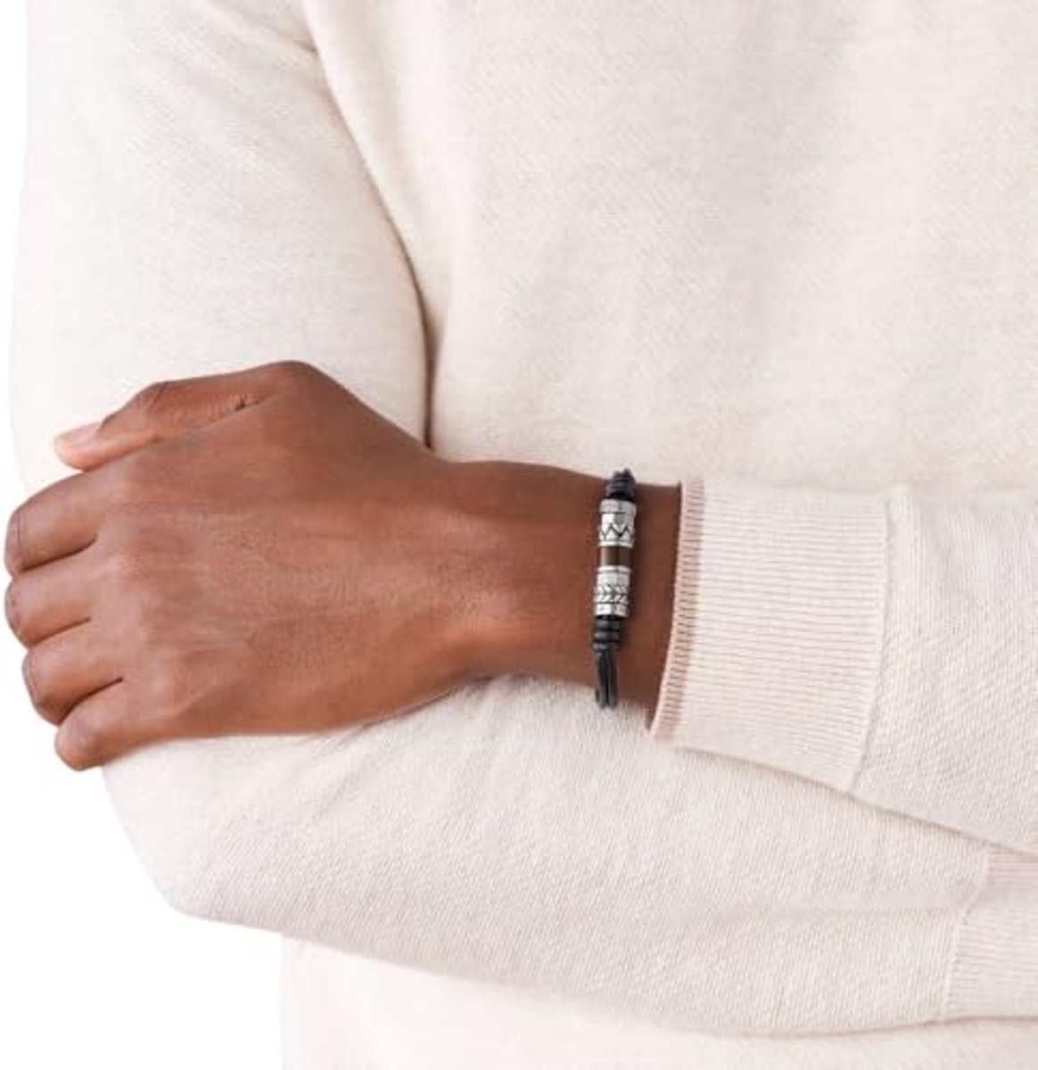 Herenarmband van roestvrij staal of leer met vouwsluiting