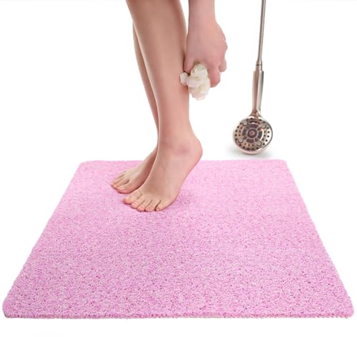Vierkante antislip douchemat voor thuisgebruik - Loofah douchemat - Perfecte badkameraccesoire (roze mix)