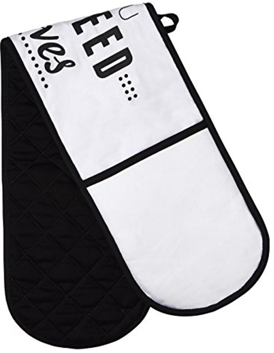 Hittebestendige Ovenwant - Dubbel Wit - Lange Ovenhandschoenen van 100% Katoen - 83 x 18 x 2 cm