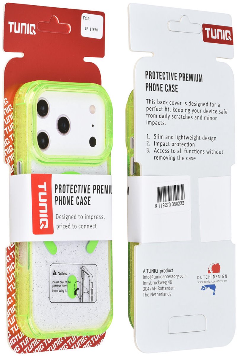 TUNIQ Back cover - iPhone 17 Pro - Groen - Magsafe - Glitter - Hanger