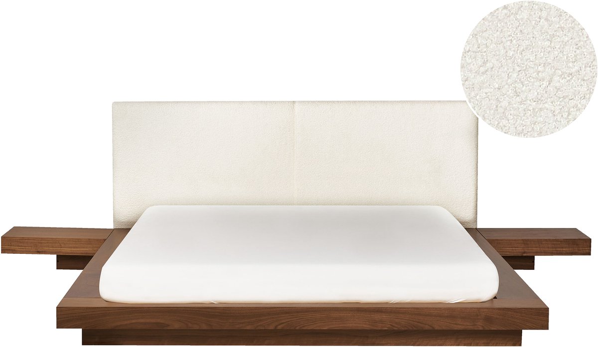 Beliani ZEN - Tweepersoonsbed - Bruin - 160 x 200 cm - Bouclé