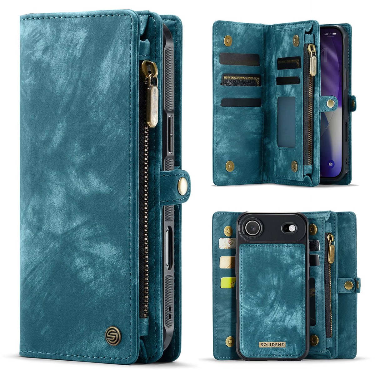 Solidenz Hoesje - Geschikt voor Apple iPhone Air - Urban Wallet - Blauw