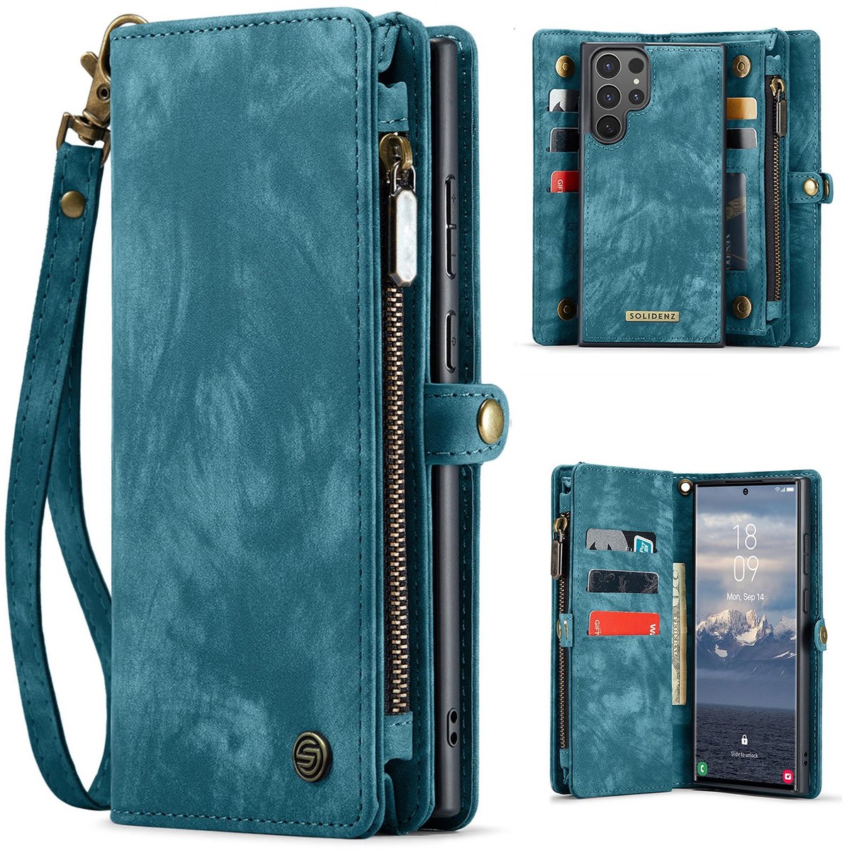 Solidenz Hoesje - Geschikt voor Samsung Galaxy S25 Ultra - Urban Wallet - Blauw