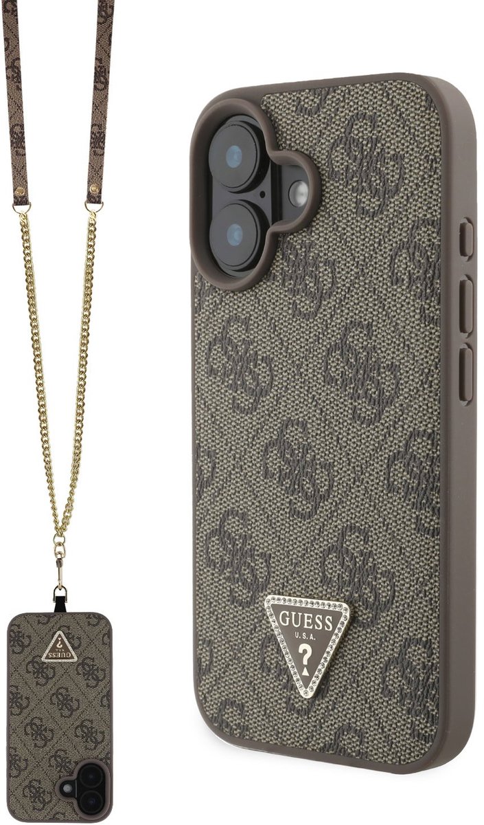 Guess Crossbody Strap geschikt voor iPhone 16 hoesje - Bruin