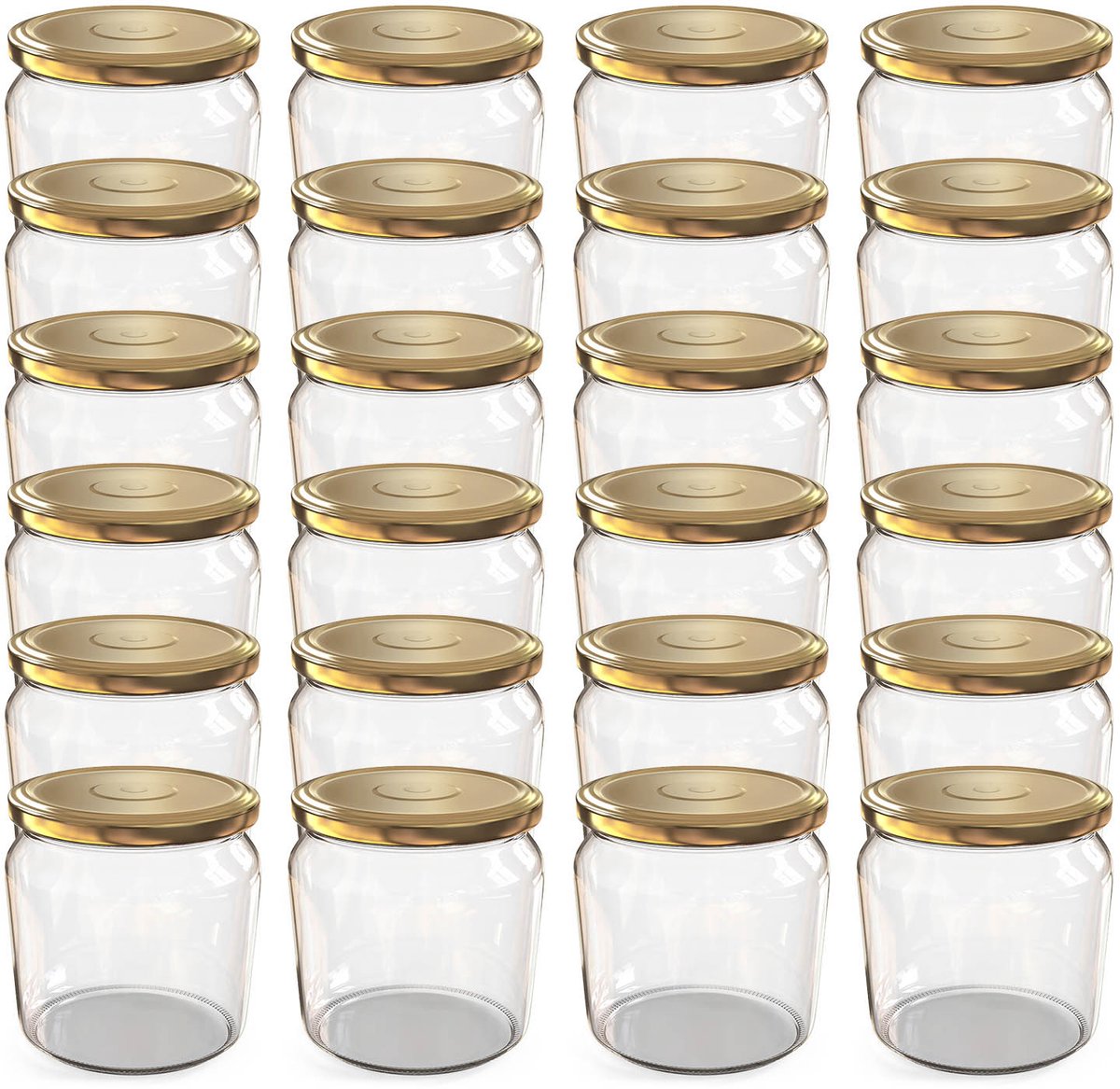 Oputec 24x 360ml inmaakpotten / voorraadpotten TO Ø 82 mm– glazen jampotten – metalen schroefdeksel goud – conservenpotten