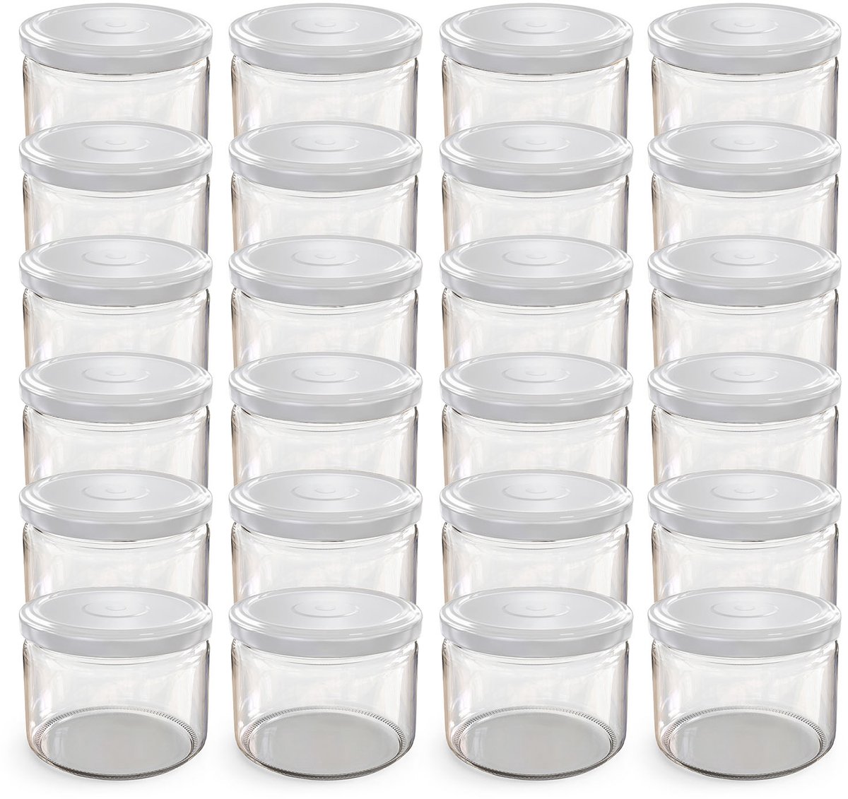 Oputec 24x 282ml inmaakpotten / voorraadpotten TO Ø 82 mm – glazen jampotten – metalen schroefdeksel wit – conservenpotten