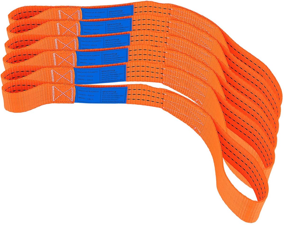 Sjorlussen & Spanbanden Set - 2000 kg Draagvermogen - Voor Ladingzekering Auto Motor Camping Transport - 6 Stuks 450 x 38 mm