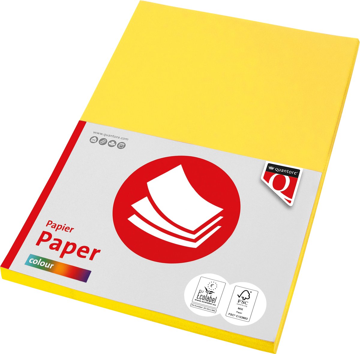 Quantore kopieerpapier A4 geel 80gr FSC milieuvriendelijk papier.