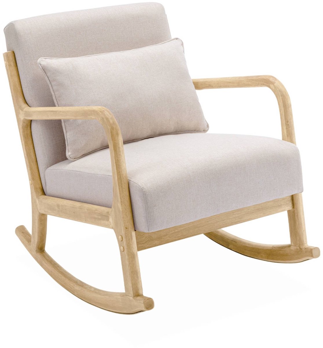 sweeek Scandinavische schommelstoel van hout en stof - lorens Beige