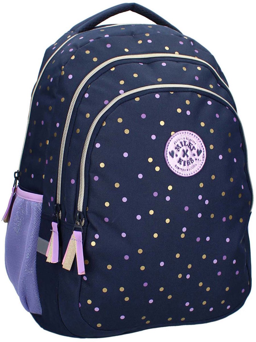 Milky Kiss Dotted Delight Rugzak - 44 x 33 x 24 cm - Blauw - Stippen - 2 compartimenten - Schooltas Meisje