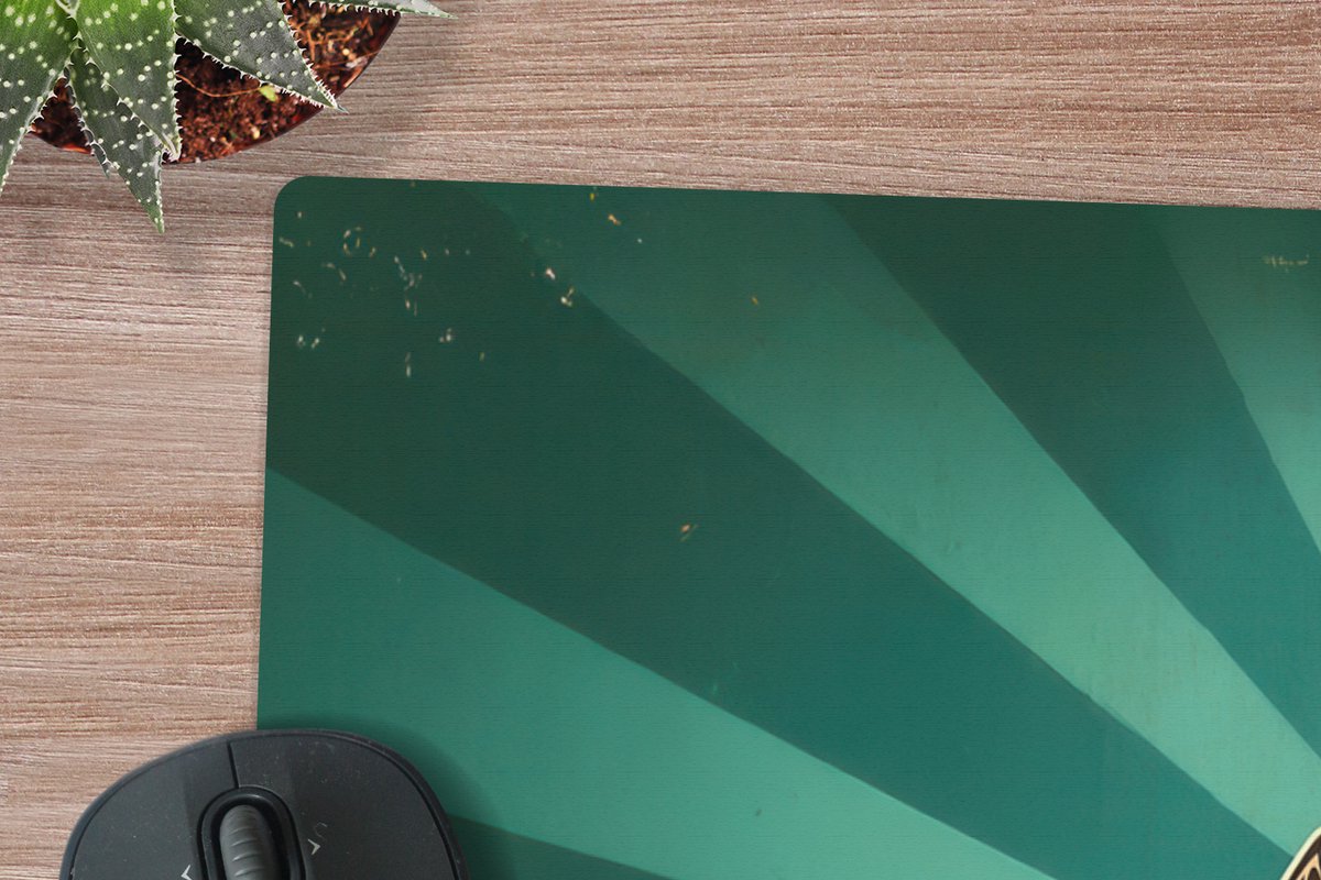Muismat XXL 120x80 cm - Bureau onderlegger - Bureau mat Bierglas - Schuim - Retro - Groen - Bureaumat - Gaming mousepad xl - Bureaulegger groot - Computer deskmat
