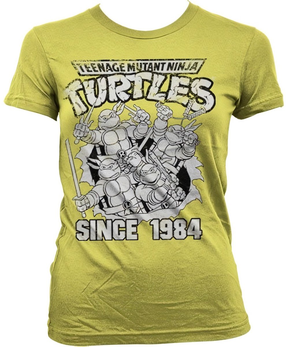 Teenage Mutant Ninja Turtles TMNT Distressed Since 1984 Girly Tee dames-T-shirt geel
