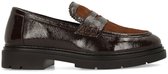 Manfield - Femme - Mocassins en cuir verni marron avec hair de poney - Pointure 41