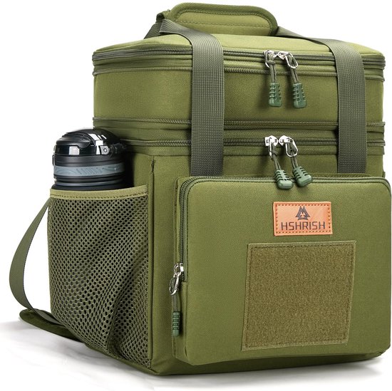 HSHRISH Lunchtas, Dubbellaags Geïsoleerde Grote Koeltas Voor Mannen En Volwassenen Waterdichte Lekvrije En Duurzame Lunchtas Voor Werk Picknick In De Buitenlucht 22l Zwarte Camouflage