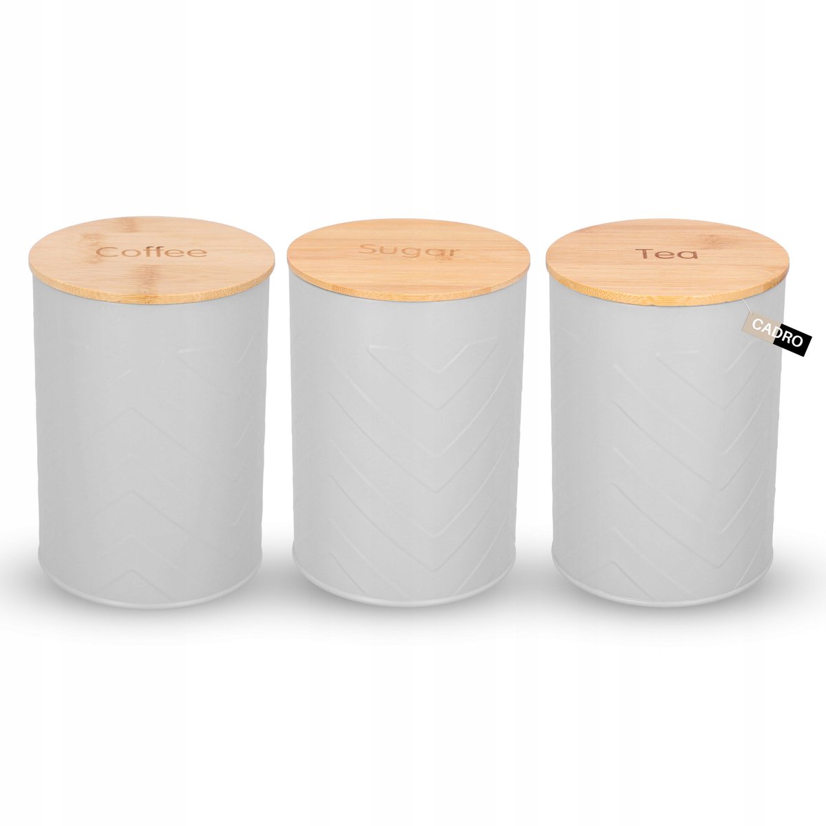 Set van 3 Metalen Voorraadpotten Grijs - Koffie, Thee, Suiker