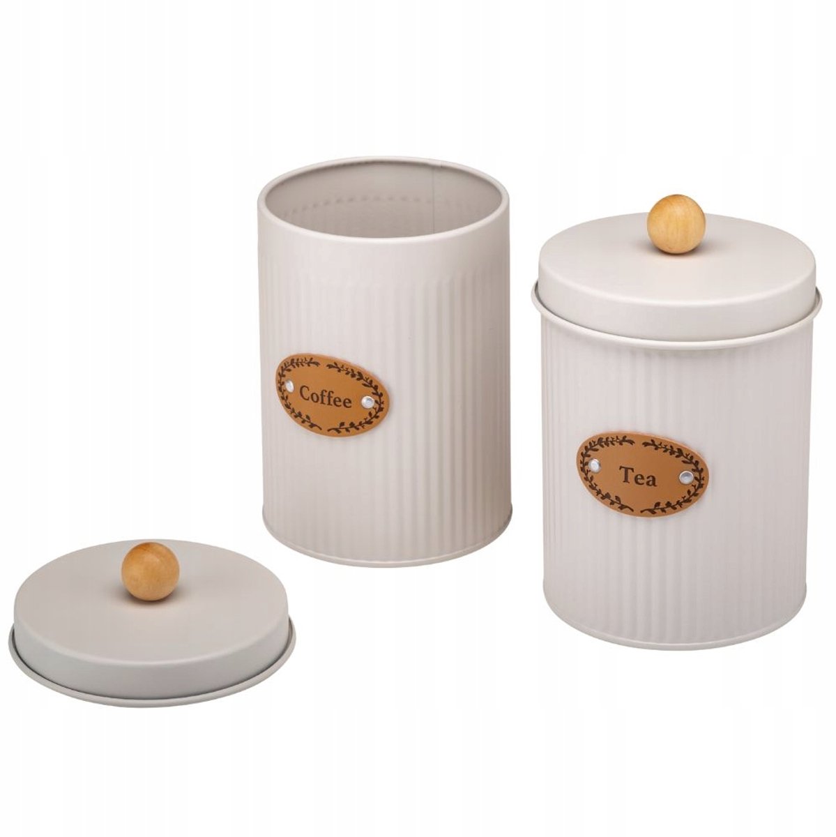 SIMO Set: 2 Beige Koffie & Theepotten - Retro Stijl