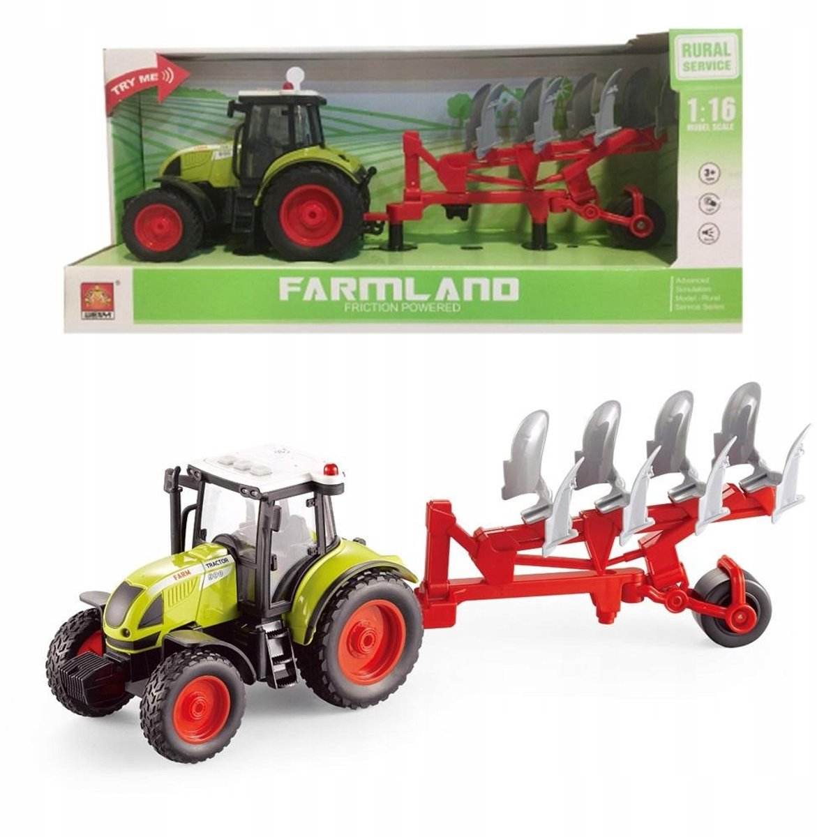 Askato op afstand bestuurbare tractor met ploeg 1:16 - licht en geluid