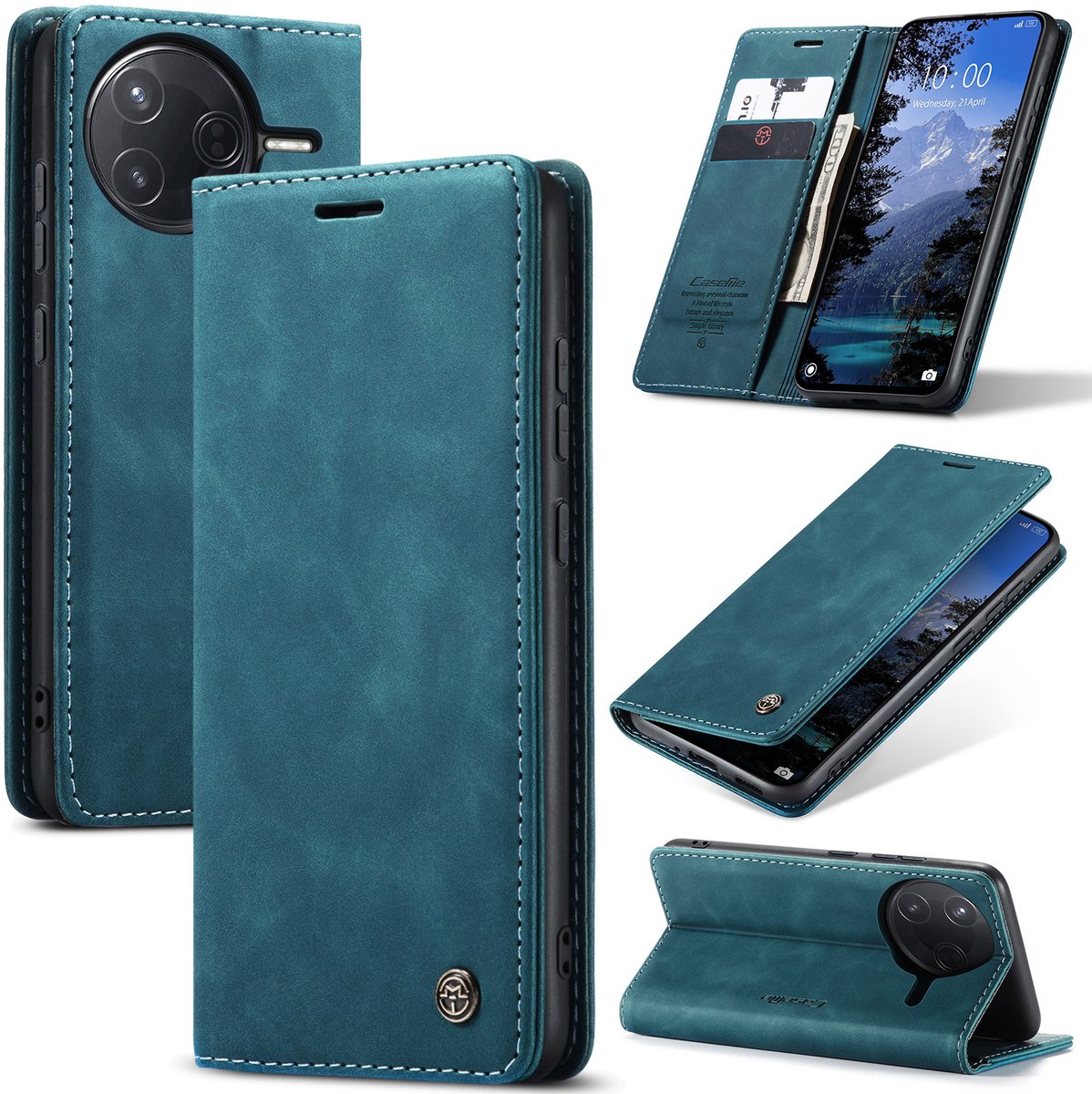 CaseMe Magnetische Flip Wallet Case + Screenprotector voor Poco F7 Pro / F7 Ultra _ Blauw