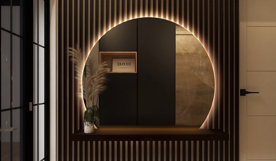 Miroir mural LED Coloray - Miroir LED XL - 84 cm x 100 cm - Grand miroir de salle de bain LED - Miroir mural de chambre LED - Lumière chaude - Miroir de couloir décoratif - Grand miroir de salon LED - Miroir de toilette LED - Miroir LED asymétrique