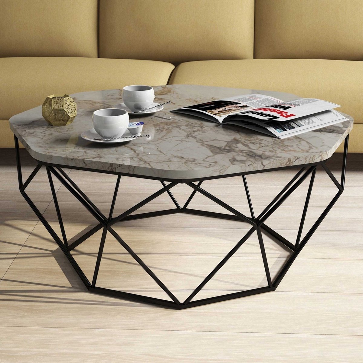 Diamond Salontafel | 100% MELAMINE | Wit - Emob - Salontafel - Grijs - Melamine