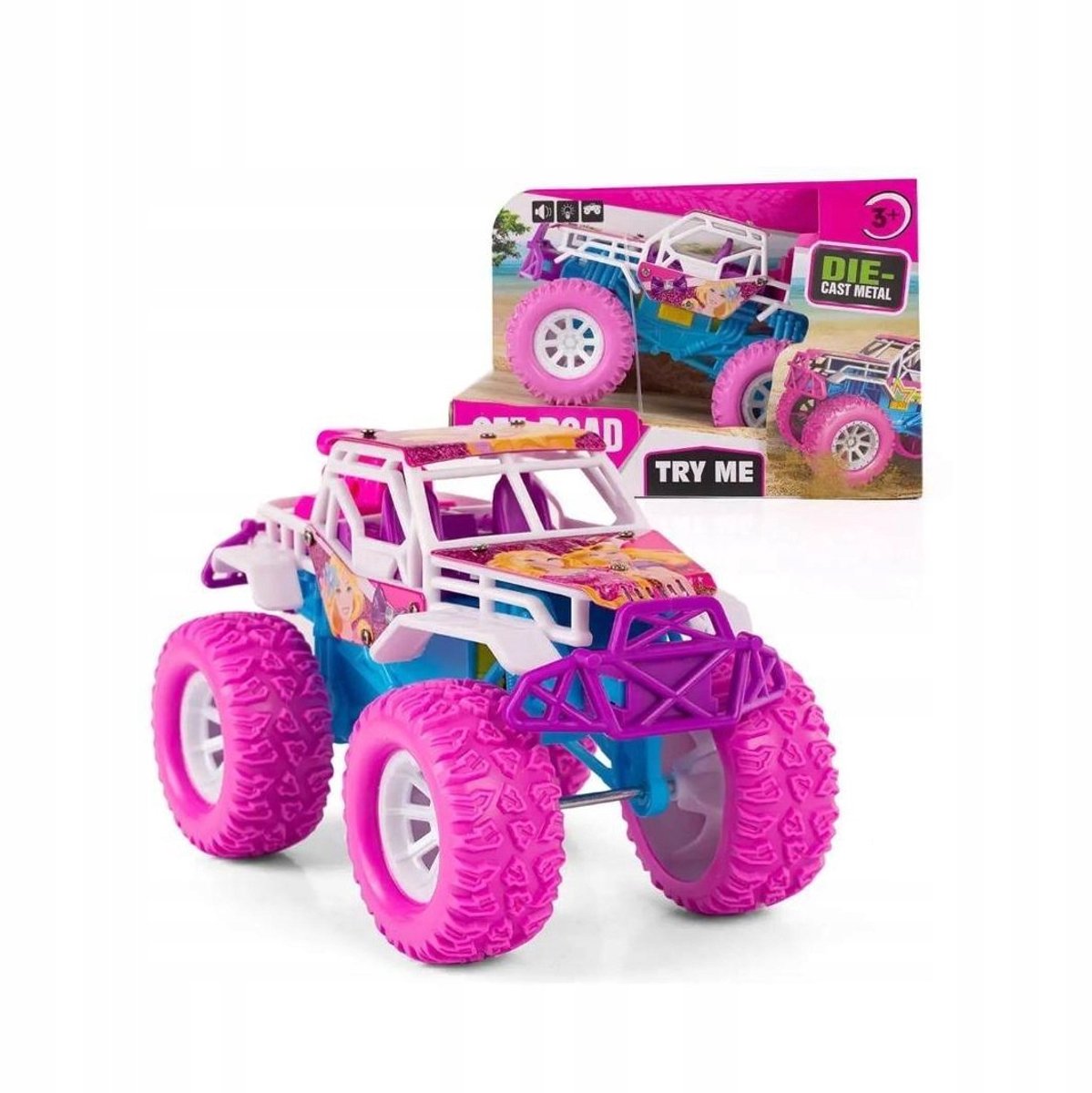 Lena Terreinwagen met Licht en Geluid - Roze, 195x133 mm