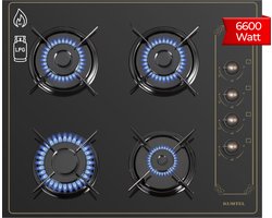 Kumtel KO-40TAHDF – Inbouw Gaskookplaat – 4 Pits – 52x60 cm – Aardgas & LPG