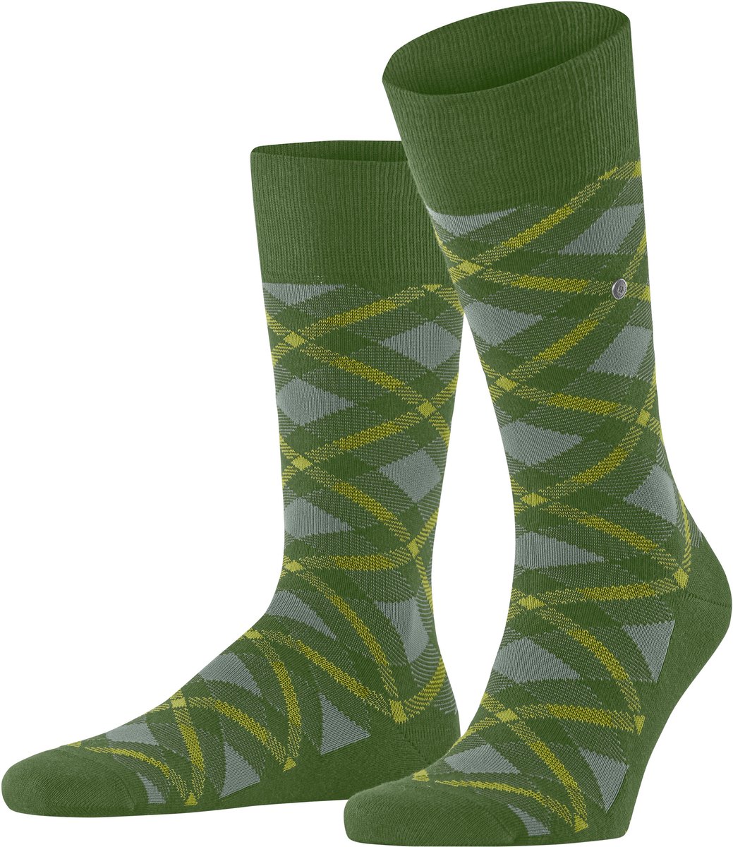 Burlington Tartan gedessineerd katoen sokken heren groen - maat 40-46