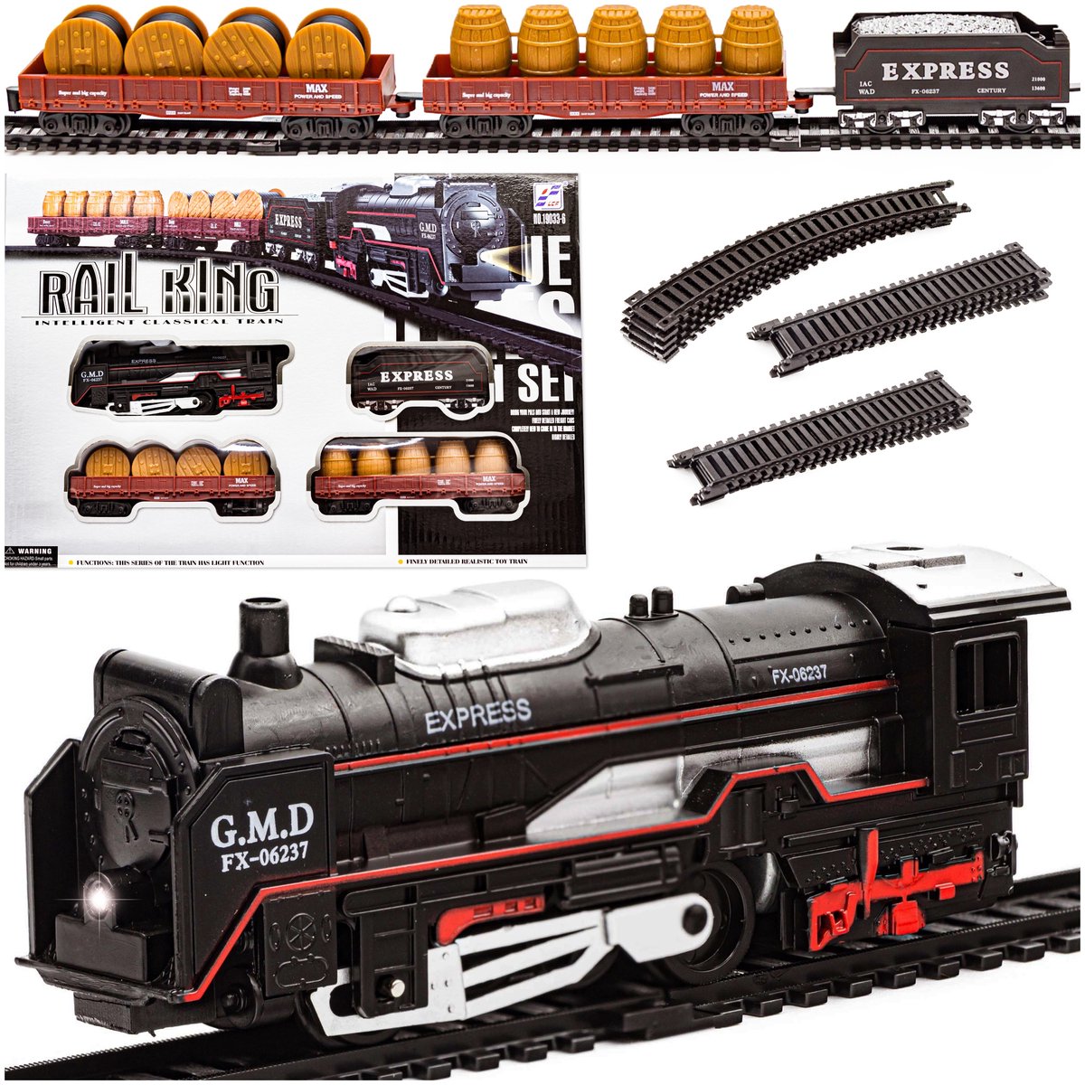 Elektrische Treinset voor Kinderen: Stoomlocomotief met 3 Wagons en Rails