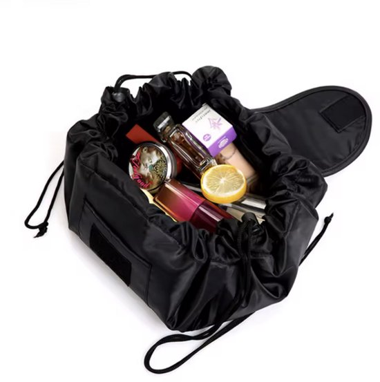 Grande trousse de maquillage noire - Trousse de toilette - Avec cordon de serrage - Trousse de maquillage - Trousse de voyage - Organiseur Accessoires de vêtements pour bébé - Trousse de toilette pratique - Zwart - CHPN