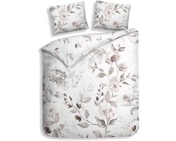 Heckettlane Dekbedovertrek Katoen Satijn Amara - Beige - 100% Katoen-Satijn - Dekbedovertrek 260x200/220cm - Lits Jumeaux Extra Breed - Wenen