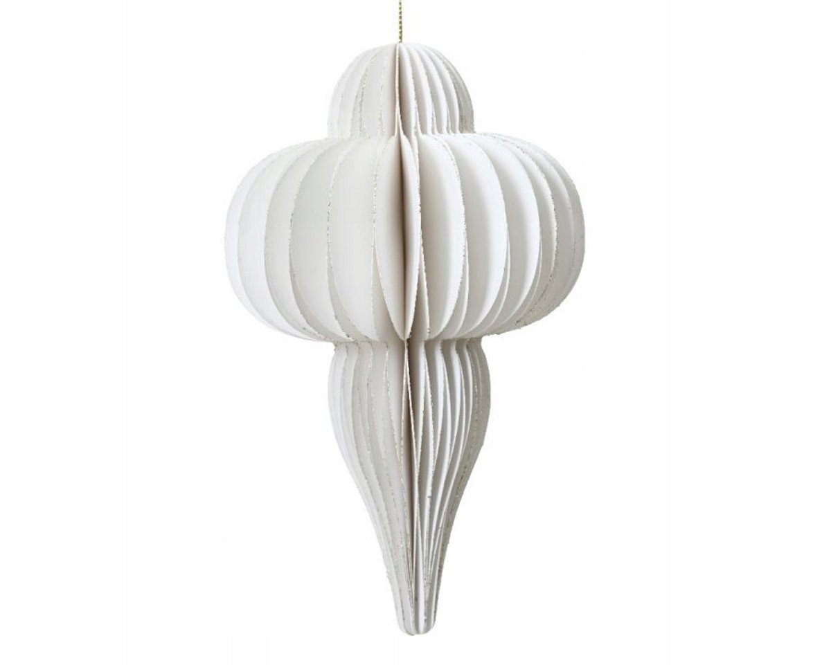 Papieren Kerstbal Slinger Wit 15 cm - Decoratie voor de Kerstboom