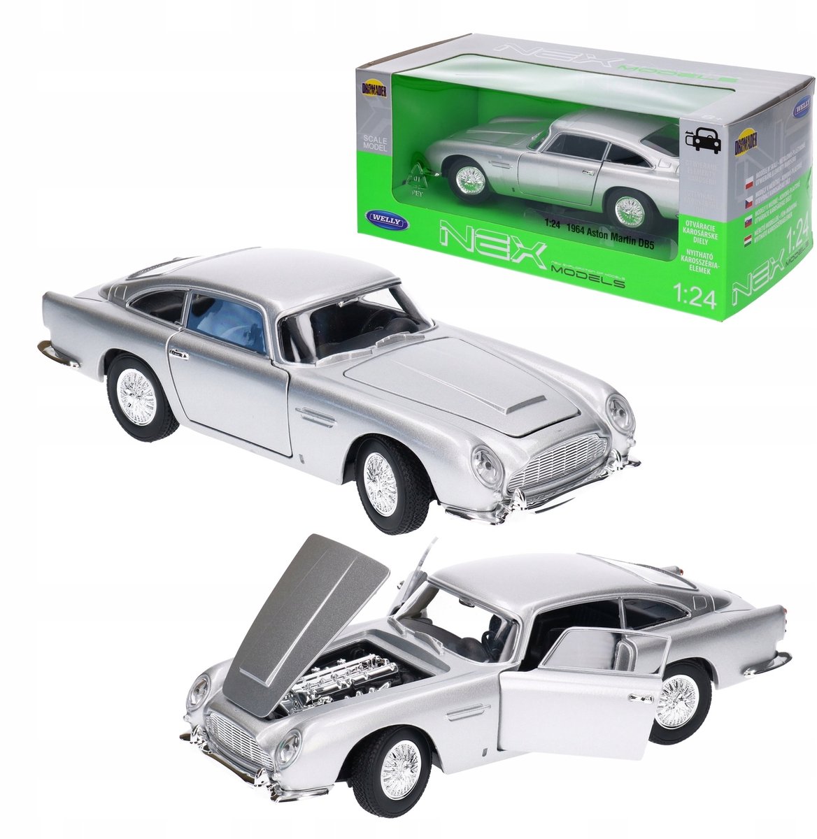 Metalen Model Auto Klassieker 1:24 - Zilverkleurig