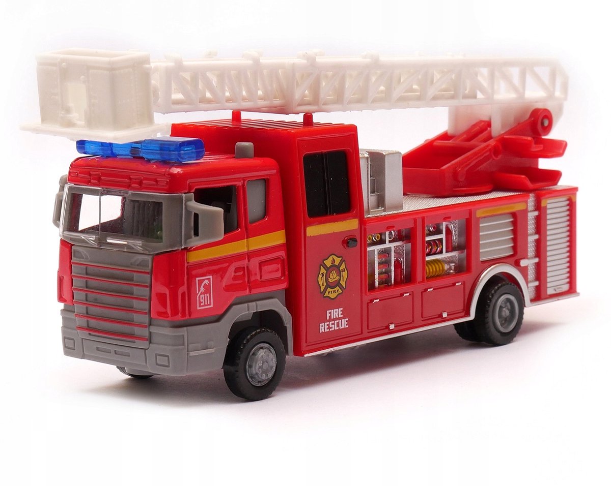 Brandweerwagen met ladder en hoogwerker - Speelgoed voor kinderen vanaf 3 jaar