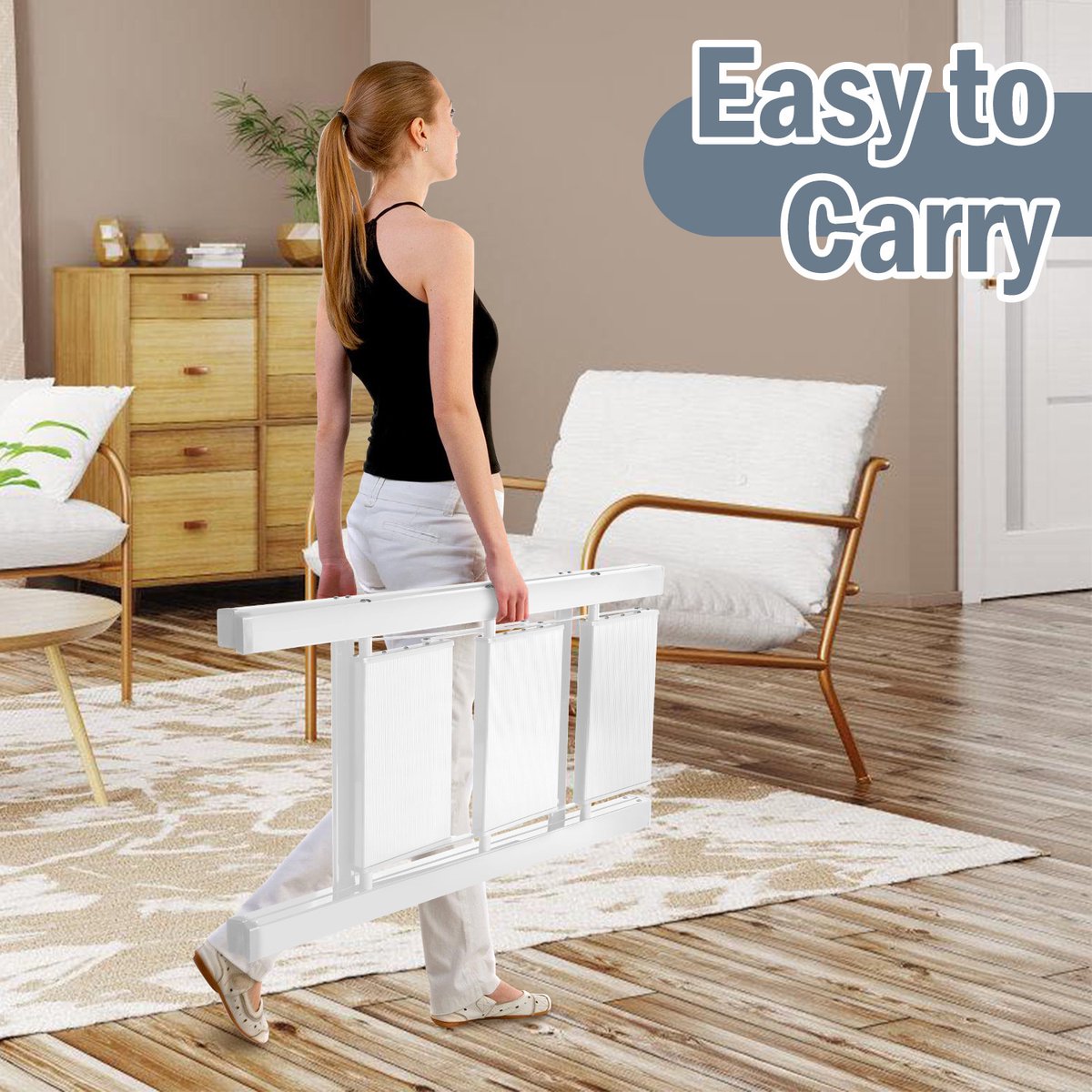 Opvouwbare ladder 3 Treden Keukentrap Inklapbaar - Anti-Slip - Trap Ladder Alu Wit – foto 6