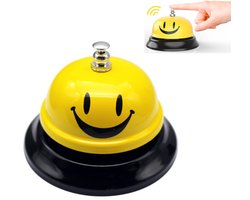 Tafelbel - Bel voor het bezorgen van eten - Bel voor het bellen - Bel voor de bediening van het bureau - Diameter 8,5 cm - Luide en duidelijke beltoon - Geschikt voor restaurants, hotels, recepties, scholen, kantoren of woningen - Geel