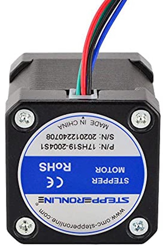 STEPPERONLINE Nema 17 stappenmotor, bipolair, 0,9 graden, 46 Ncm, 2A, 42 x 48 mm, 4 draden voor 3D-printer/CNC-frees