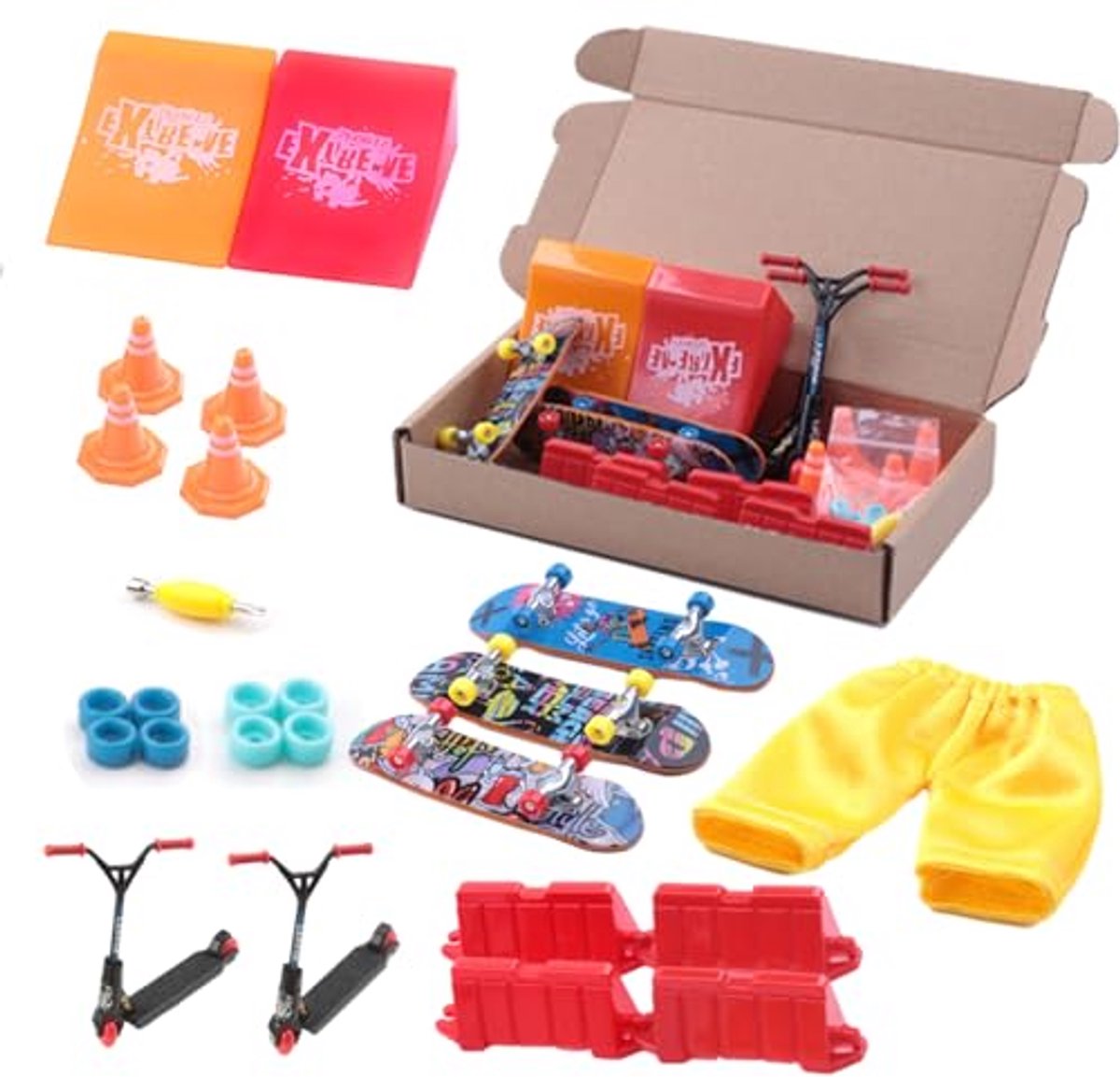 Vingerskateboard Ramp Set Mini Skate Tech Deck Hellingset voor Kinderen Blauw