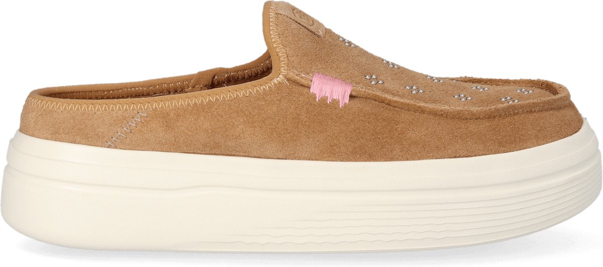 HEYDUDE - Austin Lift Suede Stud Dames Instappers Cognac - Maat 37