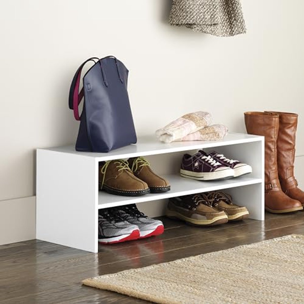 Stapelbare 31" Extra Brede 2-Plank Organizer voor Thuisopslag