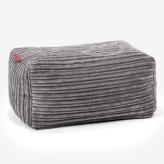Comfortabele Corduroy Poef Zitzak - Graphite Grijs - Moderne Voetsteun voor Woonkamer