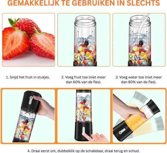 mavoa® Mini blender - blender to go - portable blender - 500 mL -150 W van Merkloos — afbeelding 2