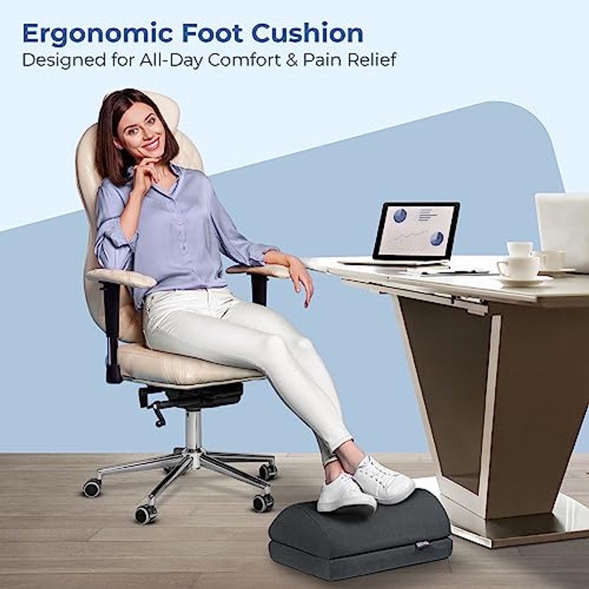 Verstelbare Ergonomische Voetensteun Onder Bureau met Traagschuim en Antislip Basis - 15 cm Hoogte Verhoging