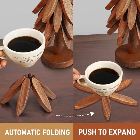 Decoratieve Houten Kerstbomen - Set van 2 - H23/20 cm